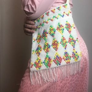 Vintage White Fringe Purse Candyland Gumdrop Cute